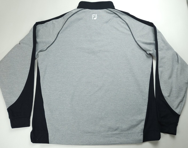 LARGE FootJoy Golf Quarter Zip Pullover Men Grey Black L/S Glendarin Hils gallery
