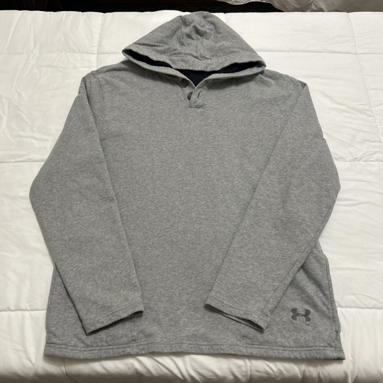 Under Armour Gray Quarter Button Pullover Hooded Shirt - Size 2XL gallery
