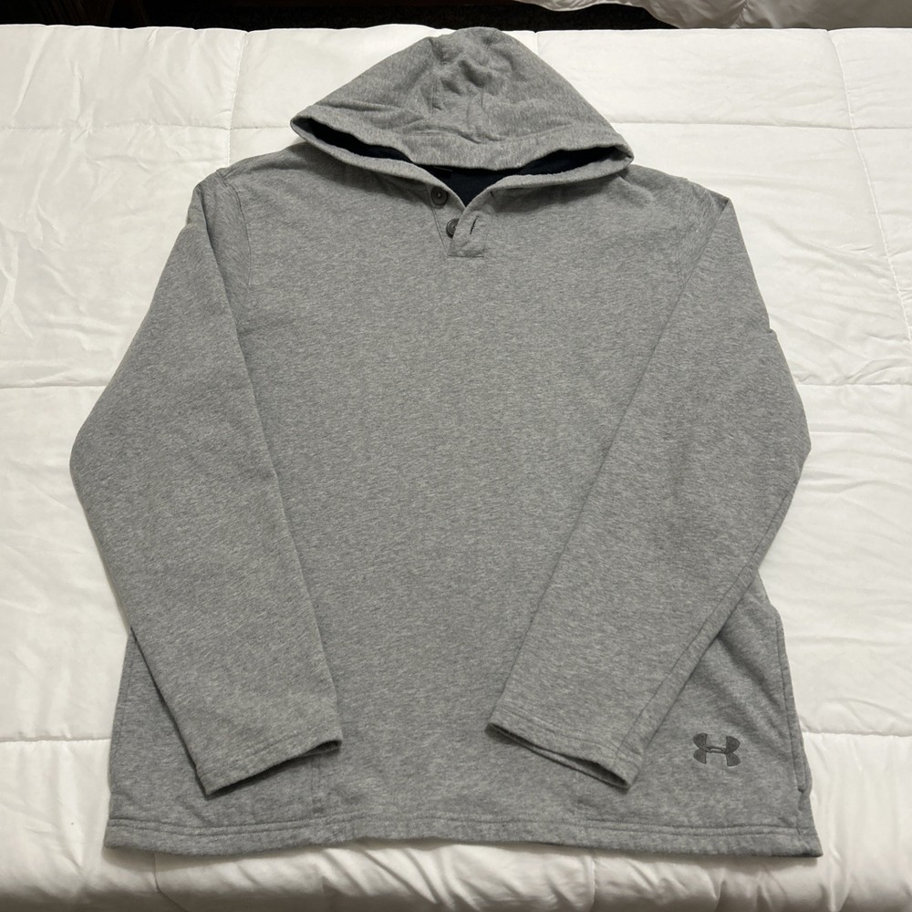 Under Armour Gray Quarter Button Pullover Hooded Shirt - Size 2XL