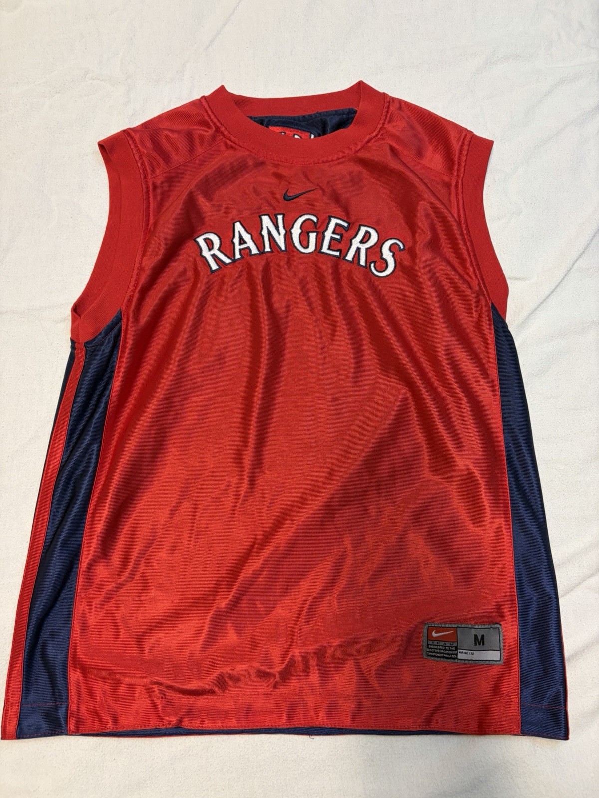 Vintage Nike Team Reversible Texas Rangers Tank Top Jersey Size M Center Swoosh gallery