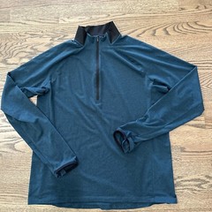 REI Co-op 1/4 Zip Base Layer Pullover Aquamarine emerald green Large L