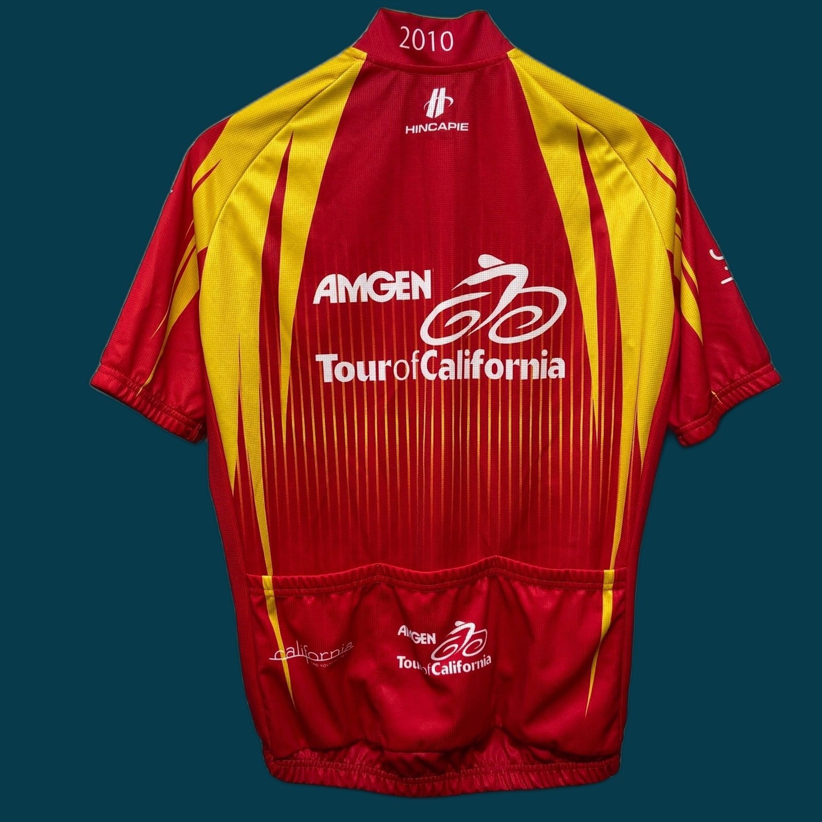 Hincapie Sportswear Cycling Jersey Full Zip Top Red Tour of California Sz S gallery