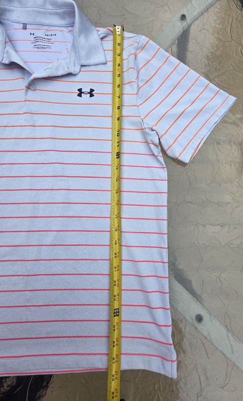 Under Armour The Playoff Polo Mens Large Performance Golf Polo White Neon Orange gallery