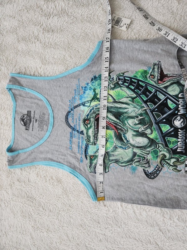 NWT Universal Orlando Jurassic World VelociCoaster Graphic Tank Top Gray Size... gallery
