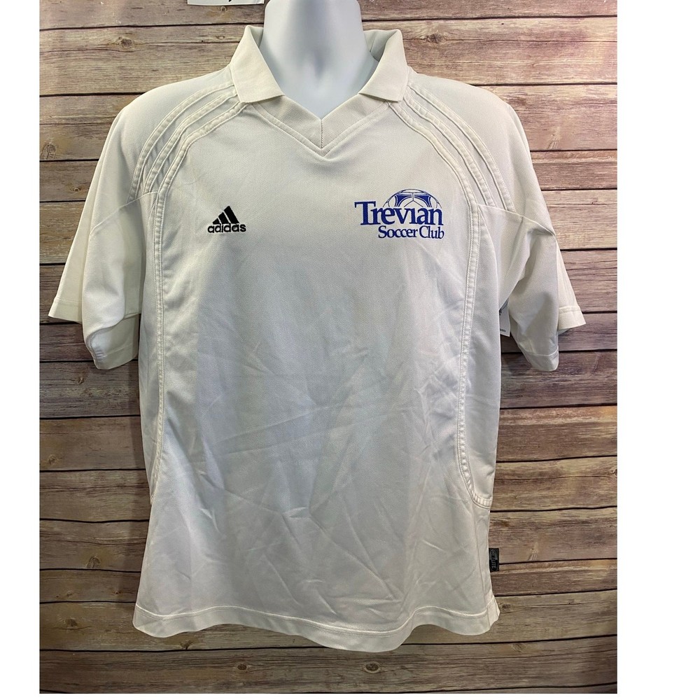Adidas Mens Medium Trevian SC Soccer Jersey Polo White #10