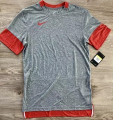 New Size Small S Nike Men’s Gray/Red Team Player Short Sleeve CI4545-034 Blank