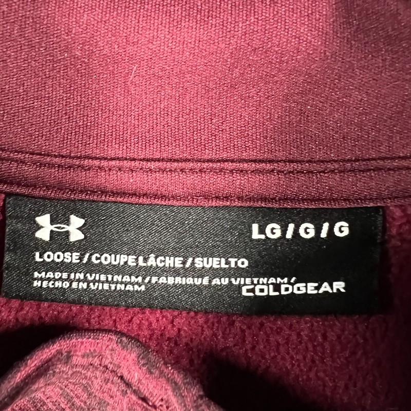 Under Armour Cold Gear Pullover Fleece Mens Large Red Purple Plum Long Slv 1/4 gallery