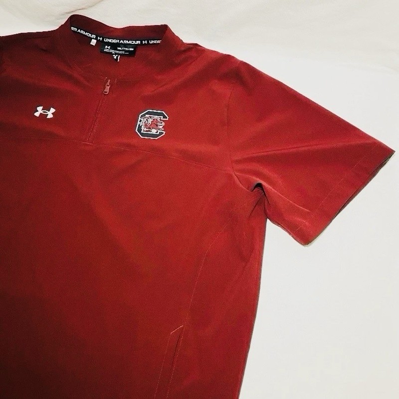 Under Armour Mens XXL USC Gamecocks Quarter Zip Shirt Garnet Golf Short Sleeve gallery