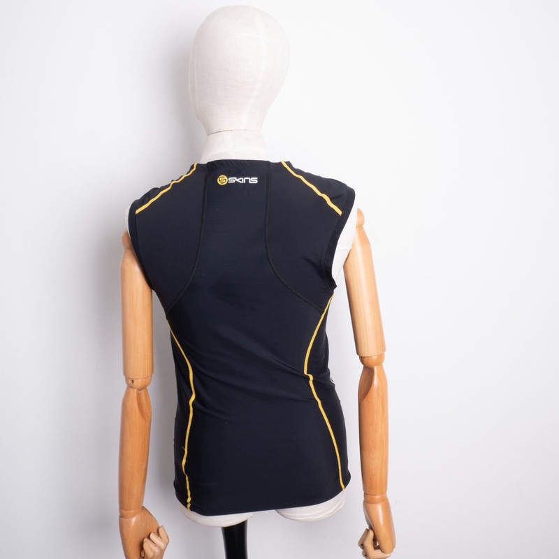 SKINS A200 Mens Compression Sleeveless Shirt Top Black Yellow Size S Fabric Tag gallery