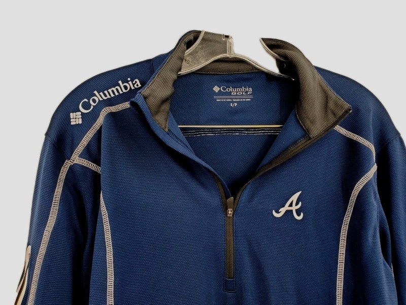 Columbia Golf Omni-Wick Atlanta Braves Shotgun 1/4 Zip Pullover Navy Men's Small gallery