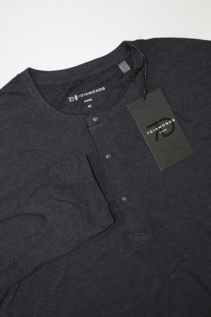 7Diamonds Core 1/4 Snap Long Sleeve Henley Shirt Charcoal Sz M Anti Odor Stretch gallery
