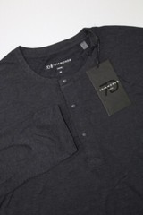 7Diamonds Core 1/4 Snap Long Sleeve Henley Shirt Charcoal Sz M Anti Odor Stretch