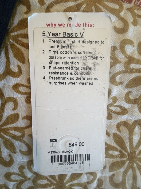 Lululemon Men's Black 5 Year Basic V, Size Large gallery