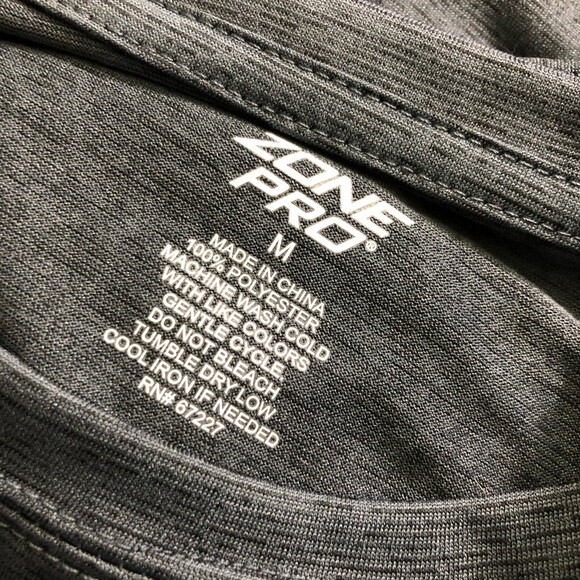 Zone pro gray short sleeve lightweight polyester workout shirt M gallery