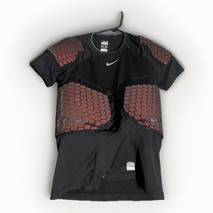 Nike Pro Combat Padded Compression Shirt Mens Medium Dri Fit Black Red Football