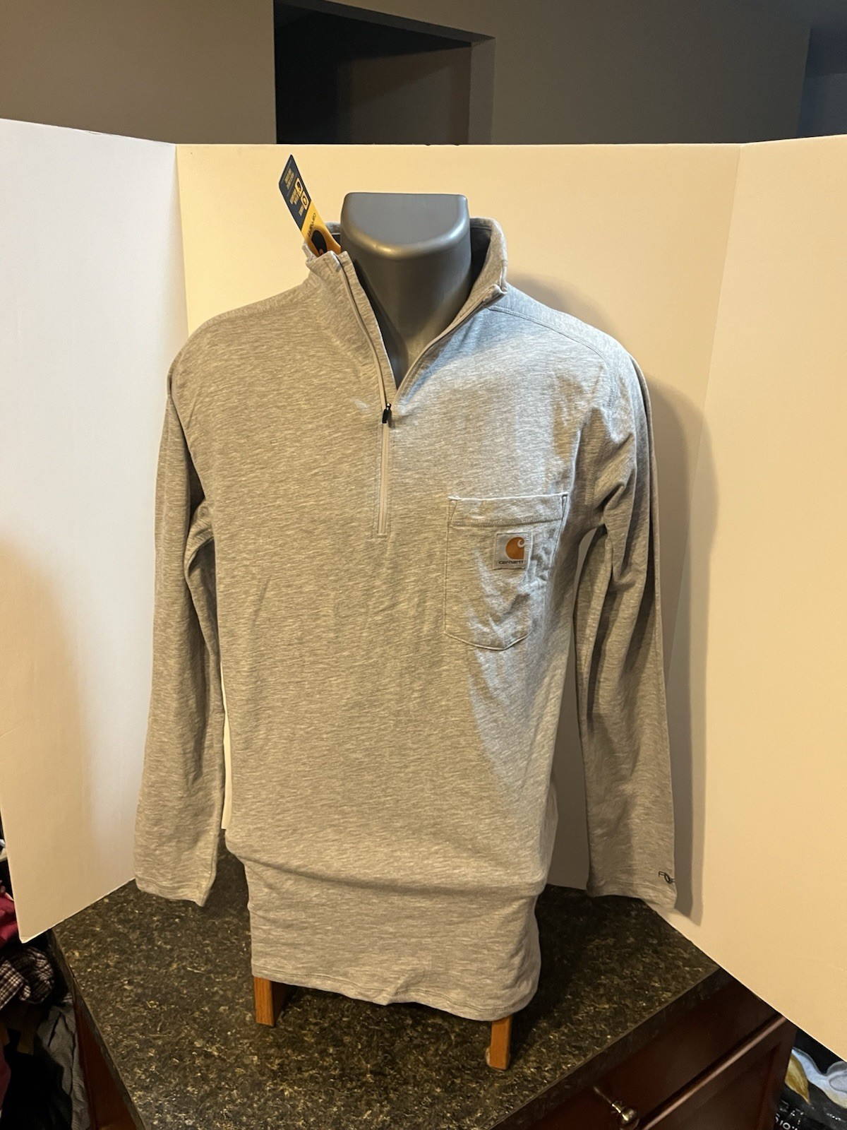 Carhartt Force Men’s Relaxed Fit Midweight LS 1/4 Zip Pullover Small Gray NWT gallery