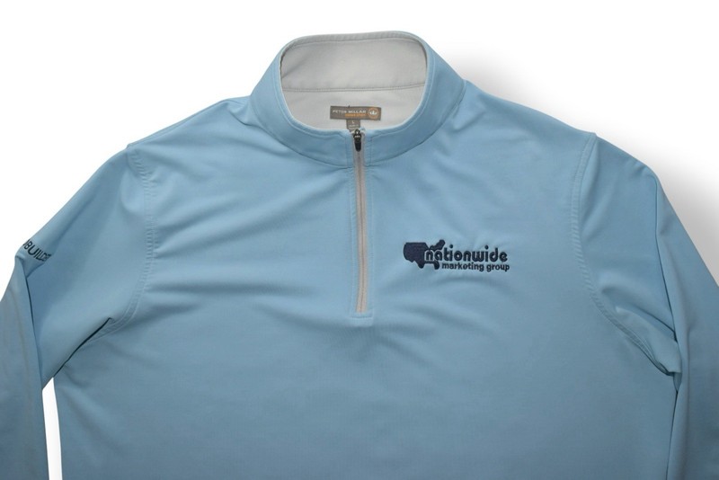 Peter Millar Crown Sport Perth 1/4 Zip Pullover Mens L Blue Nationwide #1532 gallery