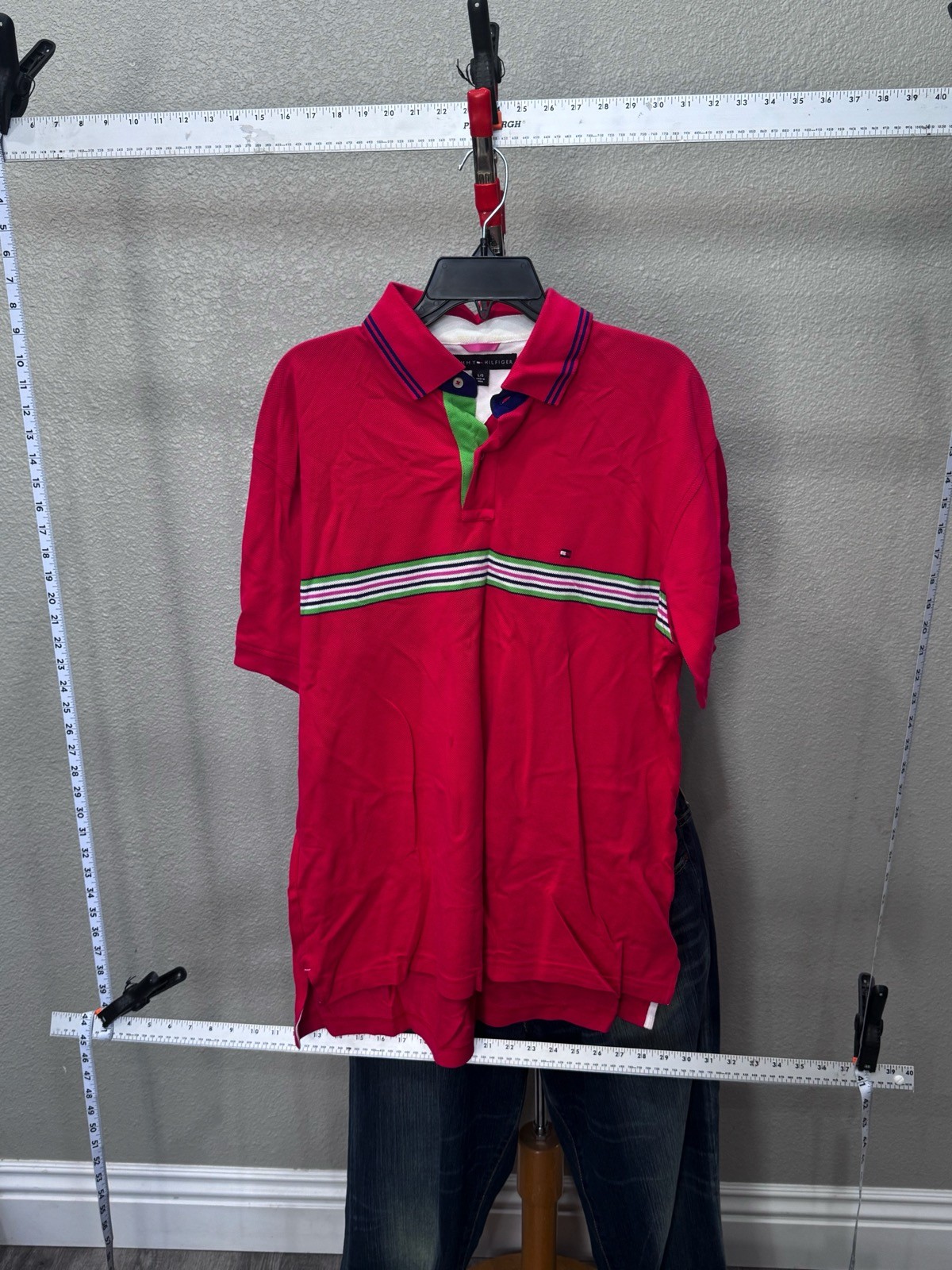 Tommy Hilfiger Colorful Stripe POLO SHIRT Large L gallery