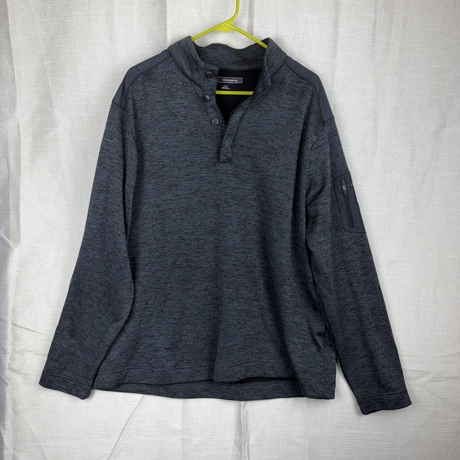 Greg Norman Pullover Mens XL Gray Henley Raglan Long Sleeve Golf Shirt Pocket gallery