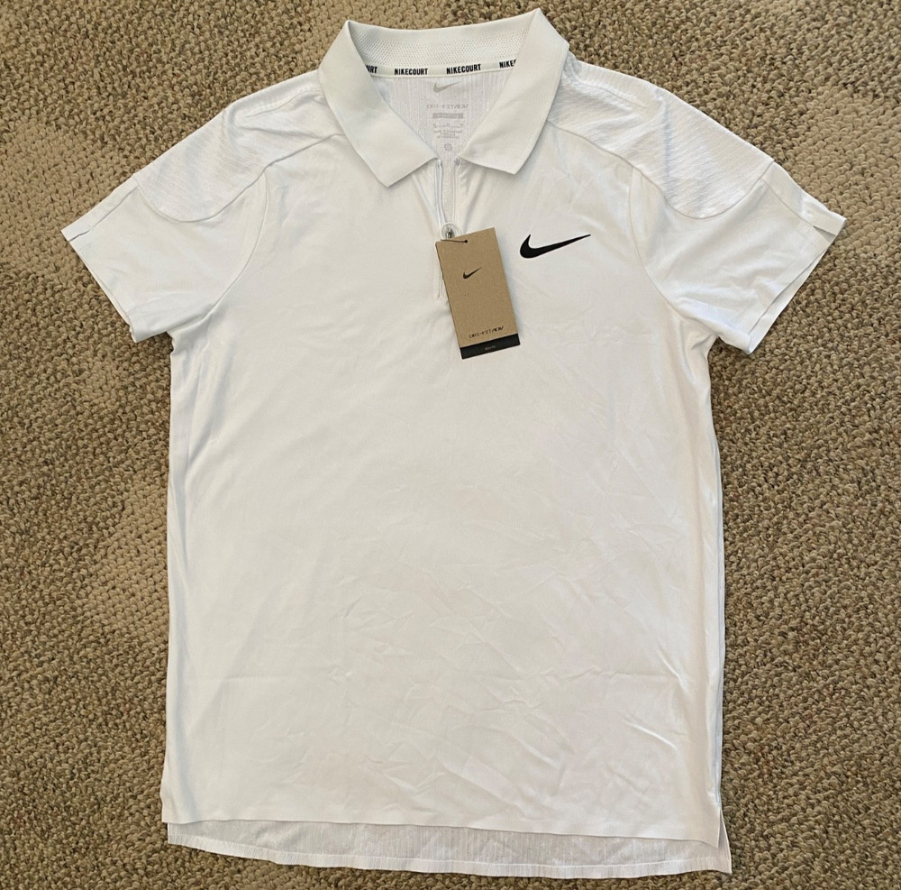 Nike Court Slam Tennis Shirt Pickleball Short Sleeve FD5291-100 $105 Men's M