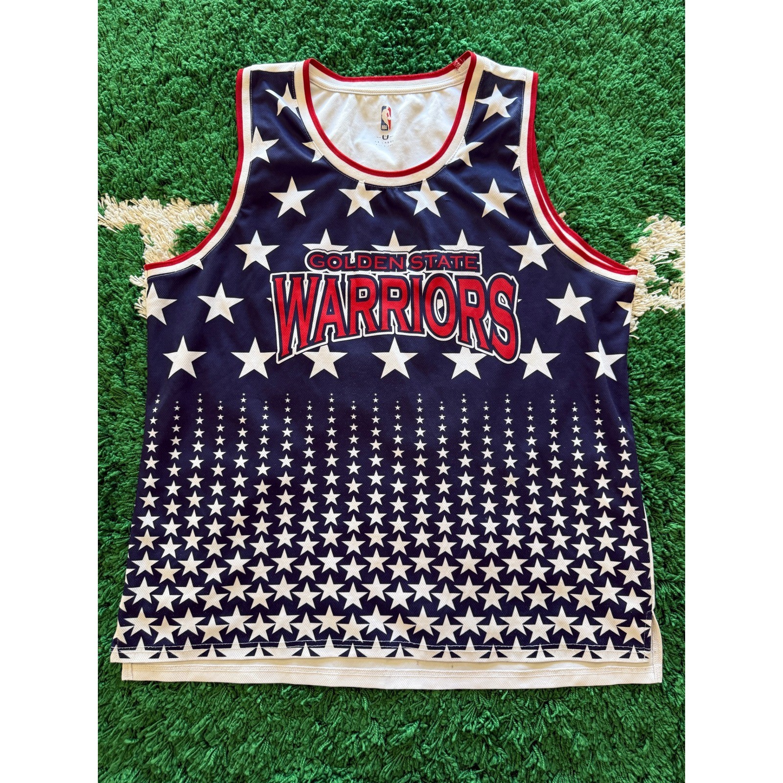 NBA Golden State Warriors Tank Top Mens XL Blue White Good Stars Stripes Jersey gallery