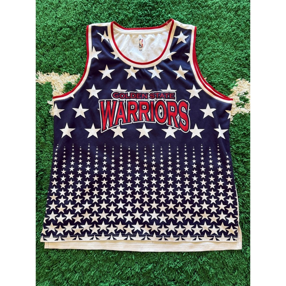 NBA Golden State Warriors Tank Top Mens XL Blue White Good Stars Stripes Jersey