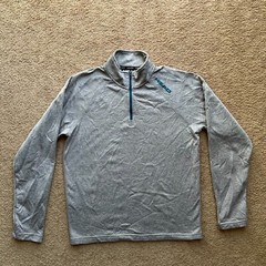 Head Sweater Mens Medium 1/4 Zip Mock Neck Pullover Fleece Grey Long Sleeve