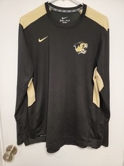 Nike Dri-Fit Long Sleeve Shirt Features College Sport Logo Black And Tan Size M.