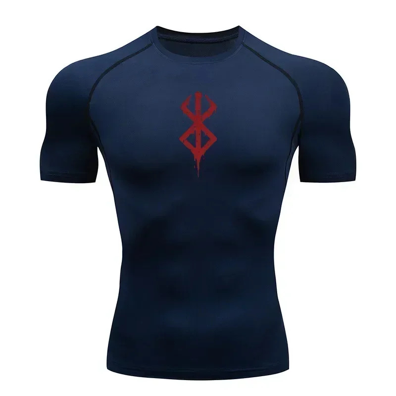 Men's Print Compression Shirts Summer Short Sleeve Rash Guard Gym Workout gallery