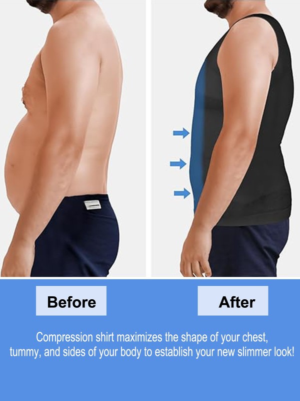 2PCS Men Body Shaper Slimming Tummy Vest Compression Shirt Tank Top Shapewear gallery