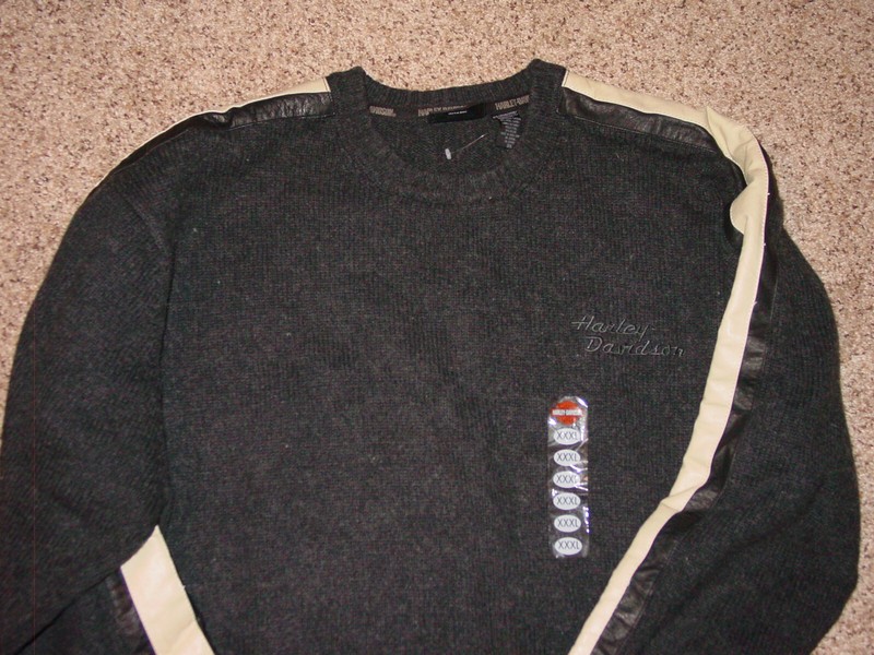 Harley Davidson Sweater Spell Out Leather Accents Wool Blend! Size XXXL NWT'S! gallery