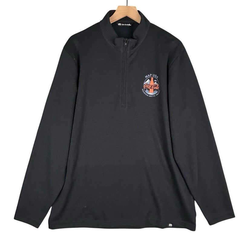 Travis Mathew Coveside 1/4 Zip Pullover Mens XL Black Golf Performance Stretch gallery