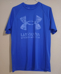 Under Armour Men’s M Blue Crew Neck Raglan Breathable Logo Graphic T-Shirt