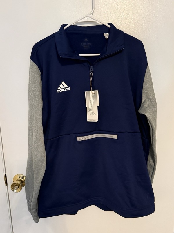 adidas Team Issue 1/4 Zip. Men’s Large. Navy Blue And Gray. New With Tags. gallery