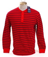 Chaps Red & Blue Striped Kent Thermal Knit Long Sleeve Polo Shirt Men’s M NWT