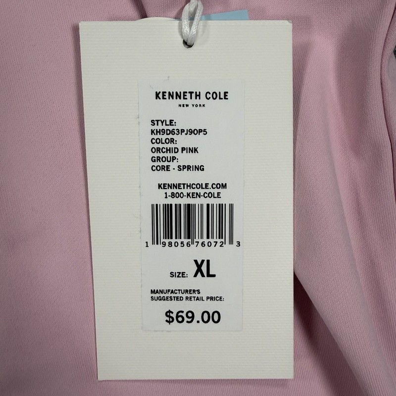NWT Kenneth Cole Golf 1/4 Zip Pullover Mens XL Pink Stretch Wicking Performance gallery