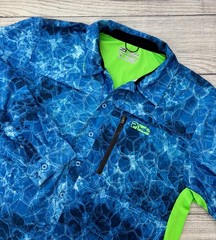 PELAGIC ECLIPSE GUIDE PRO SERIES Mens XL Blue Hex Camo Performance Fishing Shirt
