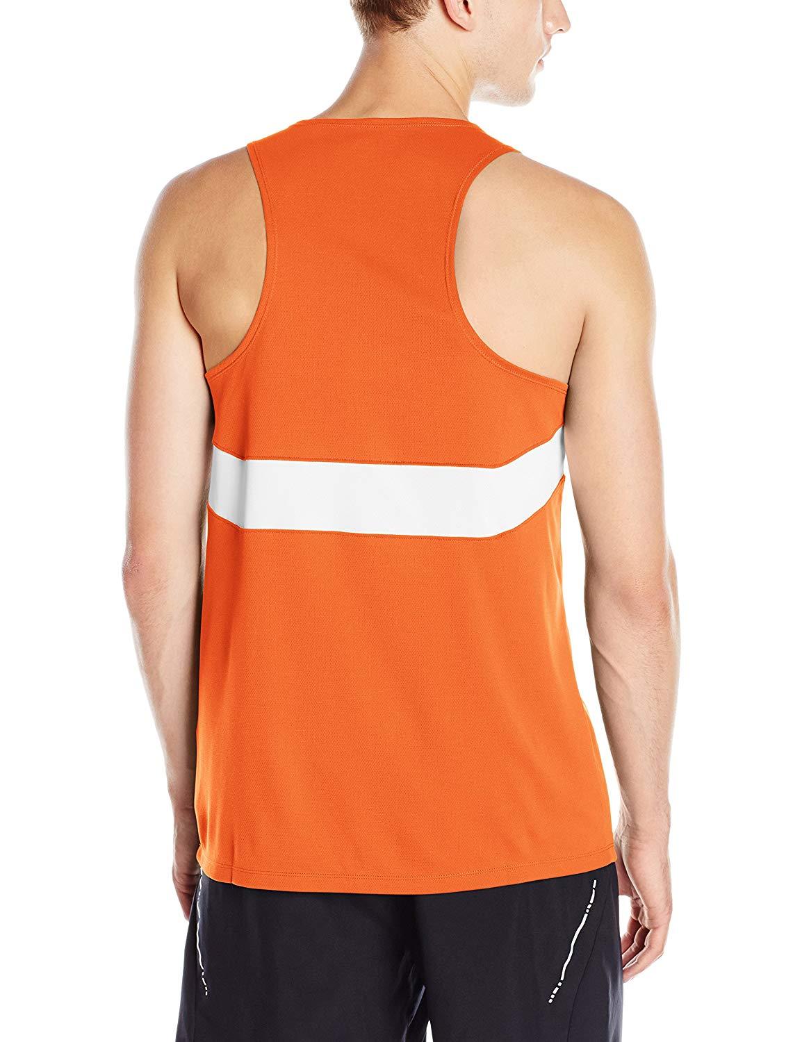 ASICS Mens Break Through Singlet, Orange/White, 3X-Large gallery