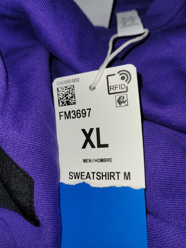 Adidas Originals Mens Soccer Purple Multicolor Logo Sweatshirt FM3697 Rare NEW gallery