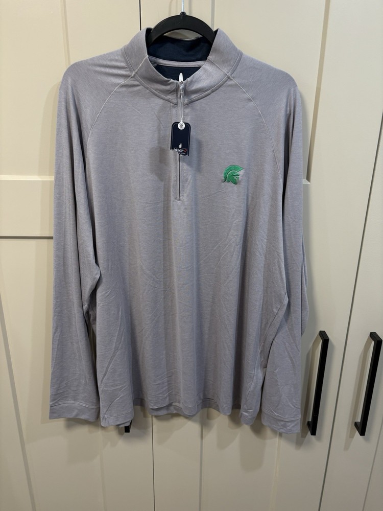 Johnnie-O Men's Freeborne Performance 1/4 Zip Pullover Size XL Seal Grey Spartan