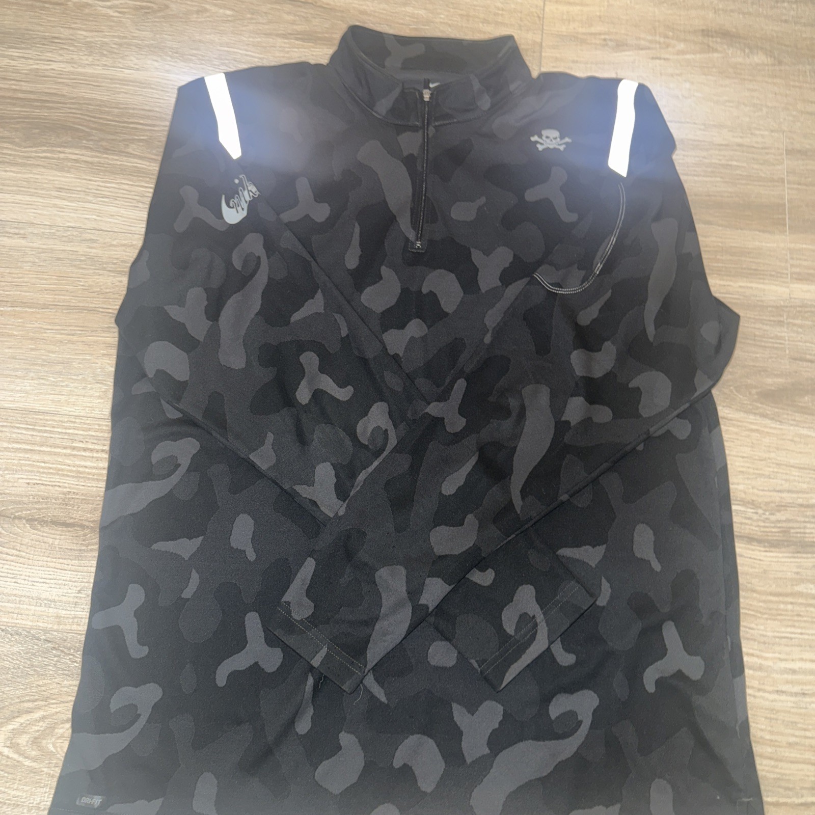 NIKE The Nike 1/4 Zip Shirt XL Dri Fit Long Sleeve Mens Skull gallery
