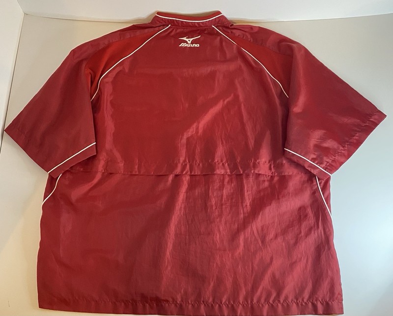 Mizuno Windbreaker Jacket Front Qtr Zip Closure XL Fleece Red Short Sleeve gallery