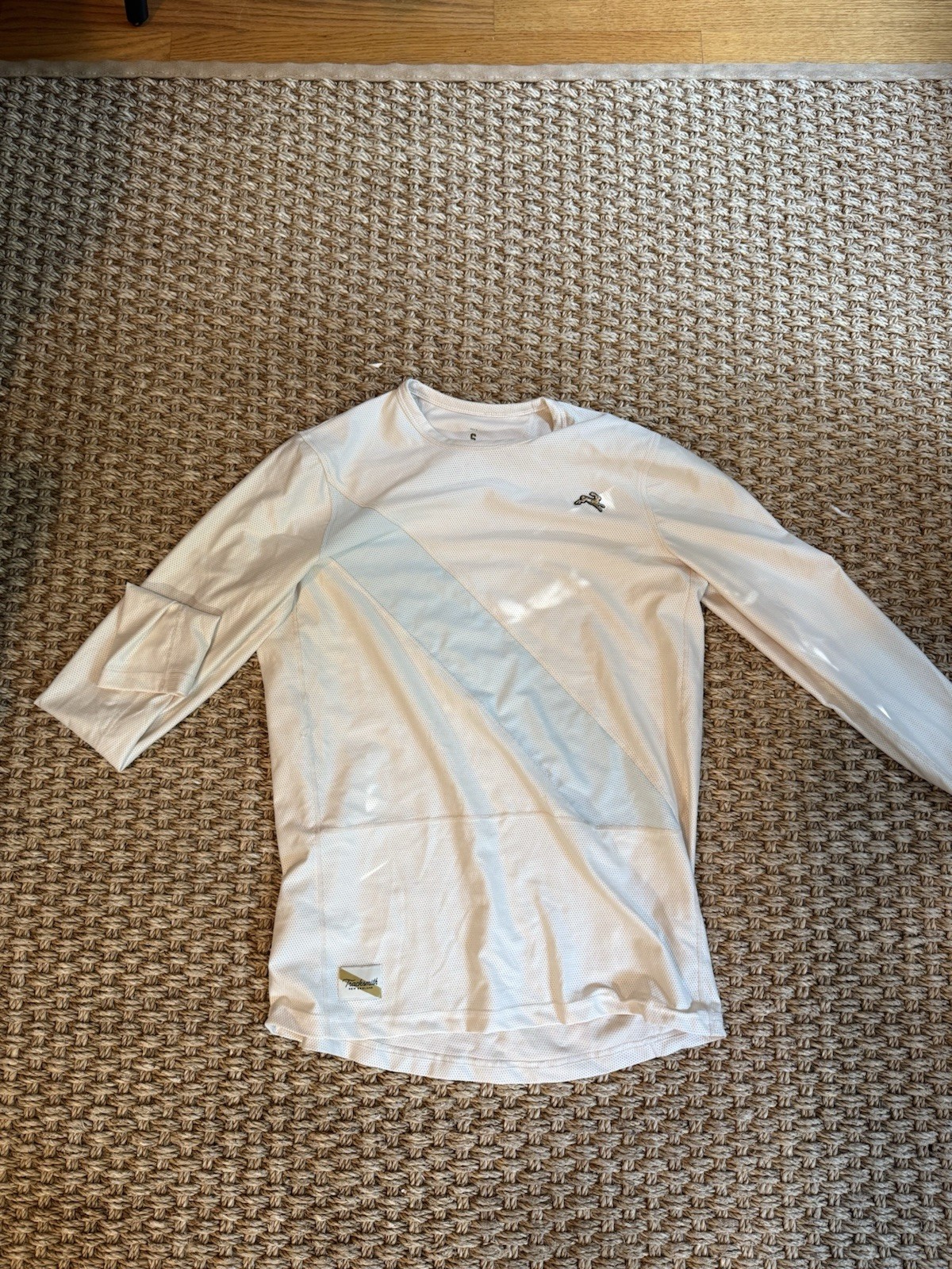 Tracksmith Men's S Van Cortlandt Long Sleeve Ivory/Ice Blue gallery