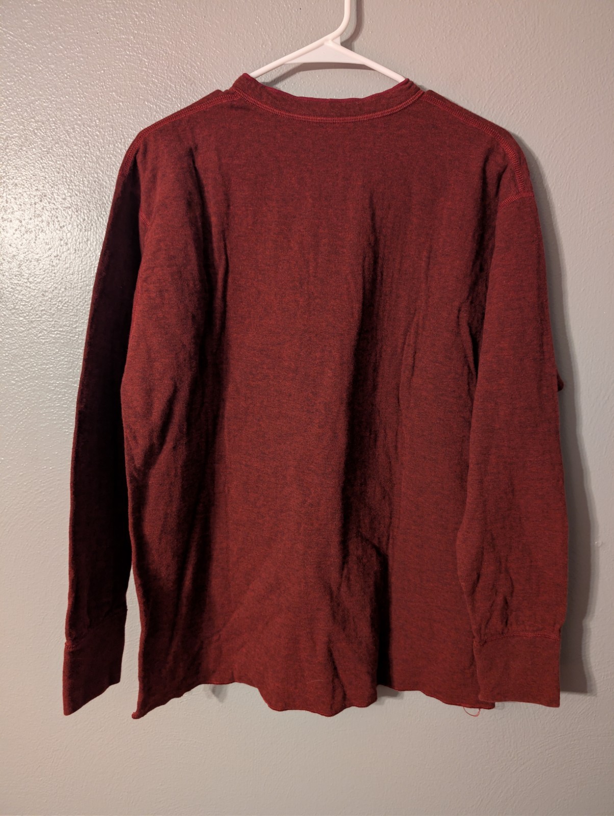L.L. Bean Men's River Driver Henley Shirt L Red Two Layer Wool Blend Thermal gallery