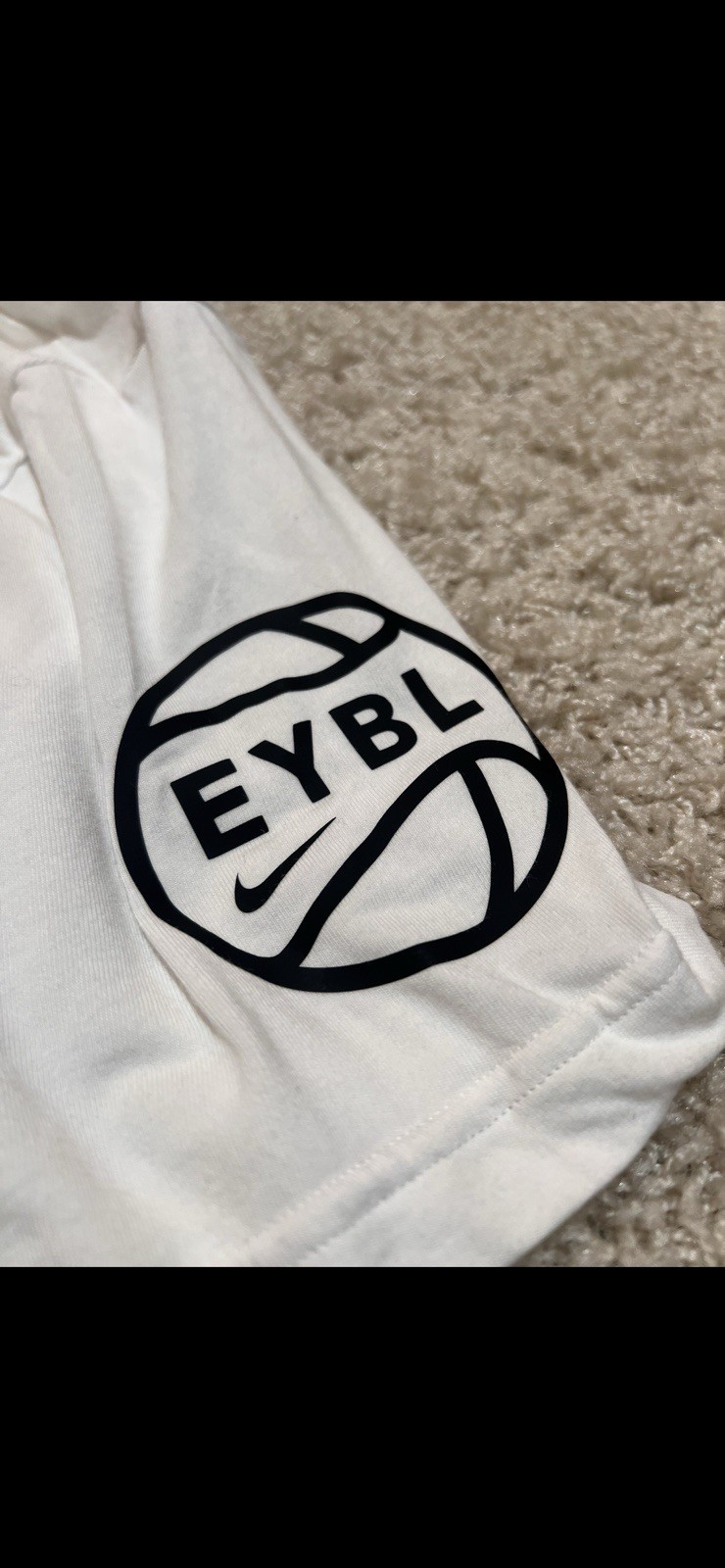 Nike Dri-FIT EYBL White Short Sleeve Crew Neck Basketball T-Shirt Men’s L gallery