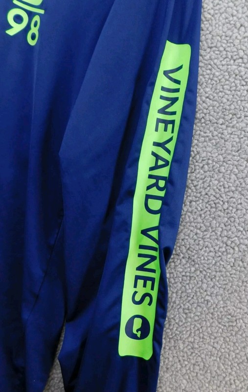 Vineyard Vines Navy Blue Neon Performance Pullover Hoodie Big Whale 98 Men's XS gallery
