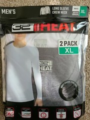 32 Degrees Heat 2 Pack Long Sleeve Neck. 1 White/1 Gray Mens XL