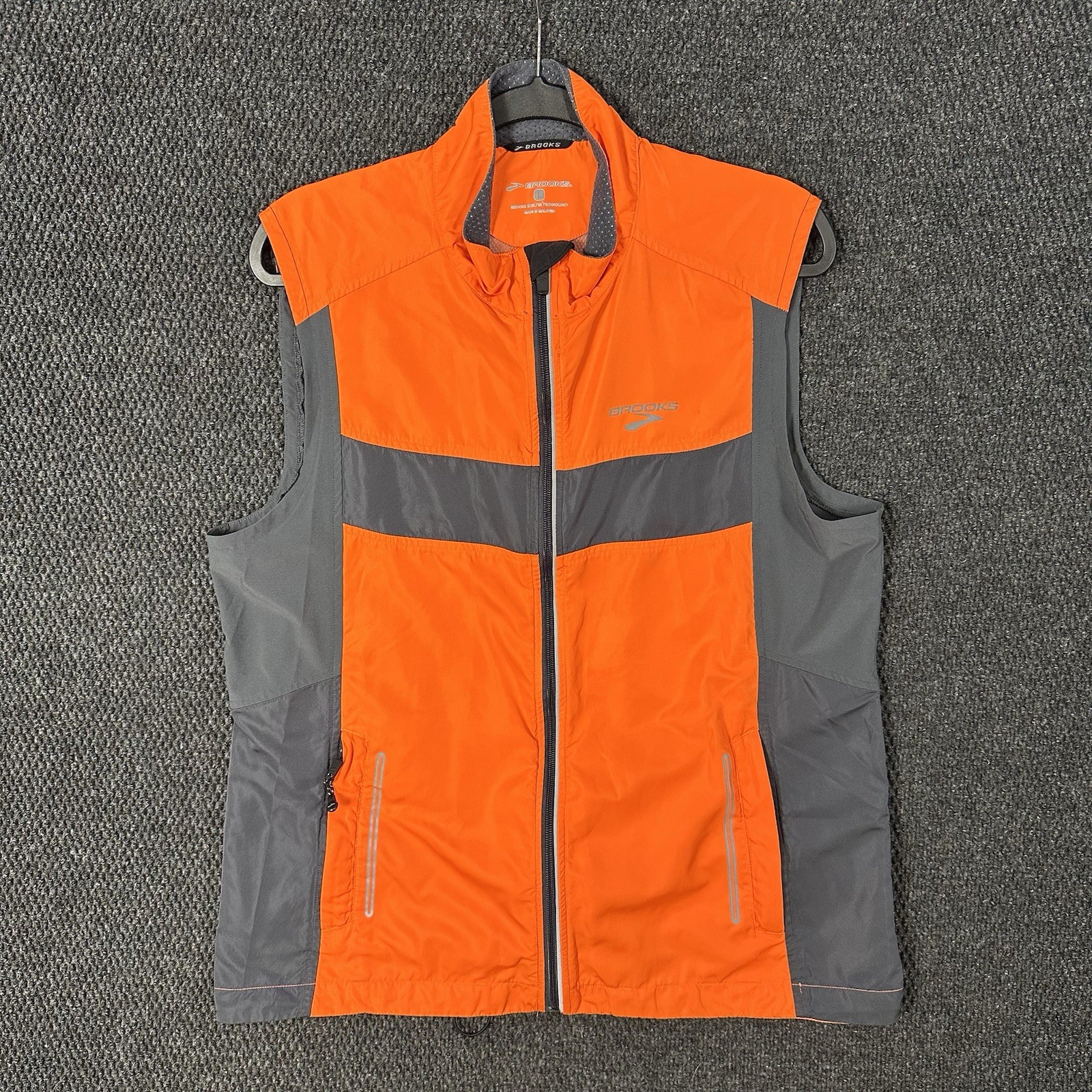 Brooks Shelter Technology Running Vest Mens L Orange Full Zip Reflective Vented gallery