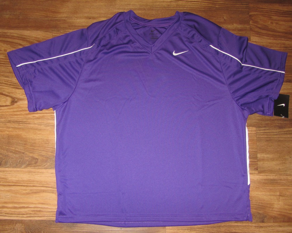 Nike Lacrosse Dri-Fit V-Neck Shirt, Polyester, Purple, Size XL, New, Reg $40