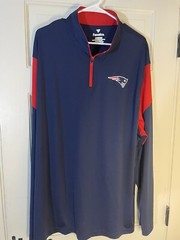 FANATICS NEW ENGLAND PATRIOTS MENS QUARTER ZIP BLUE & RED PULLOVER – SIZE 3X 788